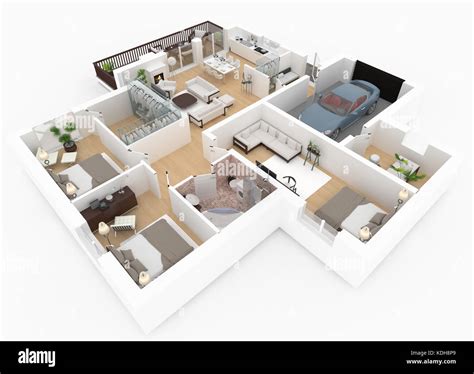 3d plan of furnished apartment house Stock Photo - Alamy