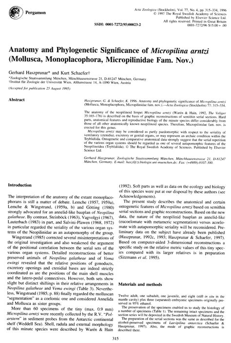 (PDF) Anatomy and affinities of Micropilina minuta Waren, 1989 (Monoplacophora: Micropilinidae)