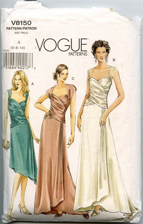 Vogue V8150 Misses Dress Pattern Draped Evening Gown Pattern