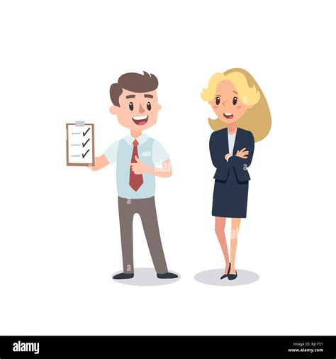 Man and woman present a project. Vector illustration with cartoon ...