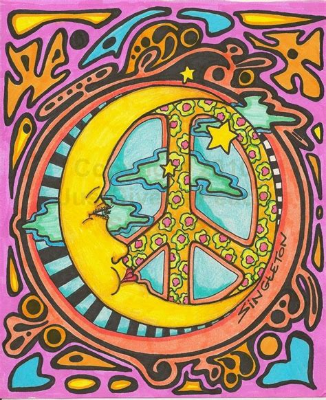 Just Give Me Peace: Peace by the Light of the Moon, Singleton Hippie Art