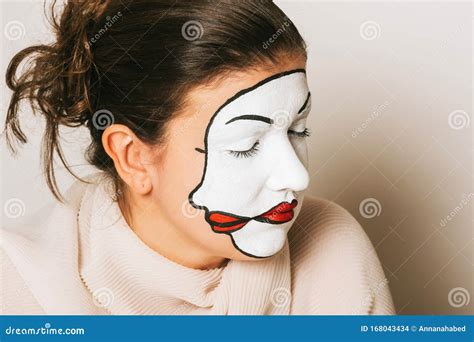 Woman Actress with Double Face Makeup Stock Photo - Image of model, facial: 168043434