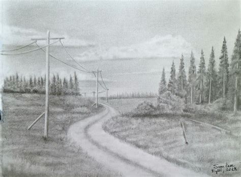 Landscape Drawing | Landscape drawings, Drawings, Road drawing