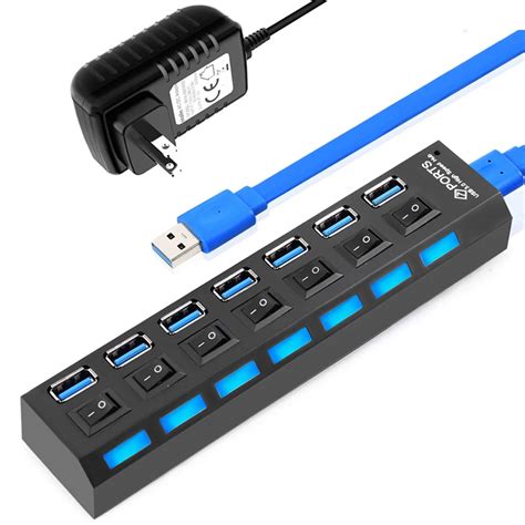 Concentrador de red USB 3 0 Multi USB concentrador de 7 puertos OTG carga con adaptador de ...