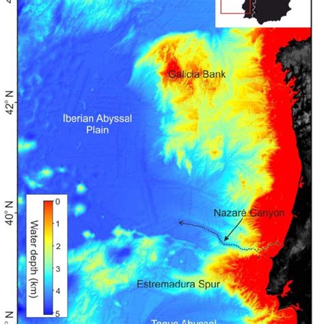 2: Location map of the Nazaré Canyon and the locations of canyon cores... | Download Scientific ...