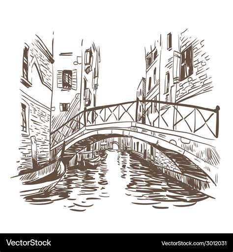 Venice cityscape drawing Royalty Free Vector Image