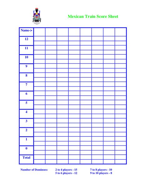 Free Printable Domino Score Sheets