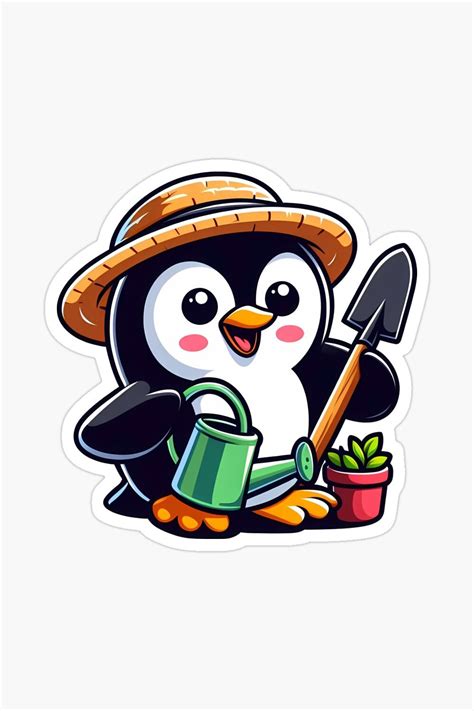 "Penguin Gardening" Sticker for Sale by olegsh7 in 2024 | Penguins, Stickers, Penguins funny