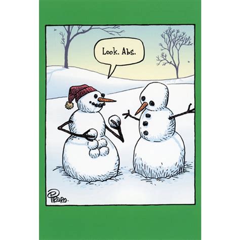 Snowman with Snowball Abs Funny / Humorous Christmas Card | PaperCards.com