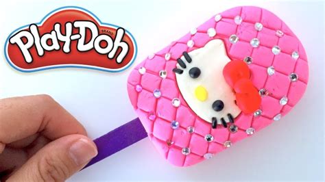 DIY Play-Doh Learn Make Pink Hello kitty Jewelry Ice Cream Toy Soda