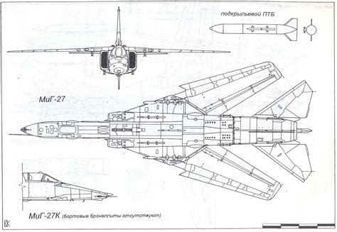 Mikoyan MiG-27 Blueprint - Download free blueprint for 3D modeling