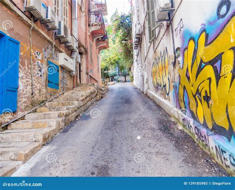 Street with Graffiti in Beirut, Lebanon Editorial Image - Image of ...