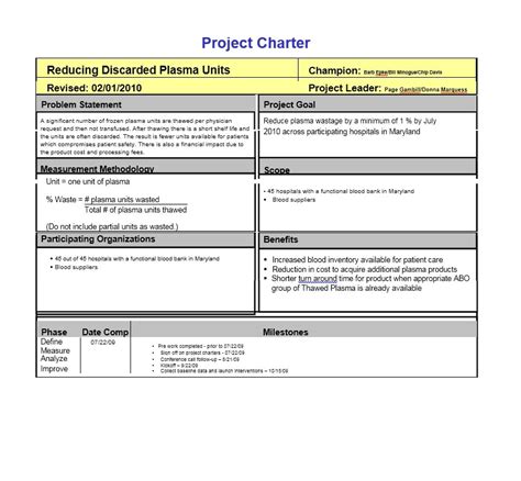 Project On A Page Example