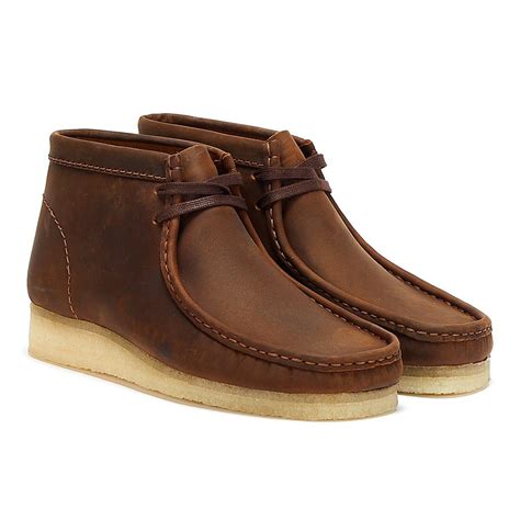 Clarks Wallabee Leather Mens Beeswax Brown Boots for Men - Lyst