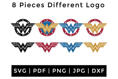 Wonder Woman Logo Svg Instant Download Wondar Woman Different 8 Pieces Logo SVG Printable Files ...