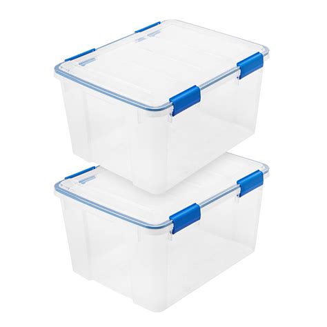 IRIS USA 44 Quart WEATHERPRO Plastic Storage Box with Durable Lid and Seal and Secure Latching ...