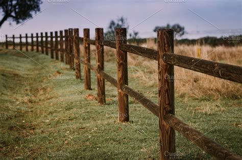 Long rustic wooden fence | High-Quality Nature Stock Photos ~ Creative ...