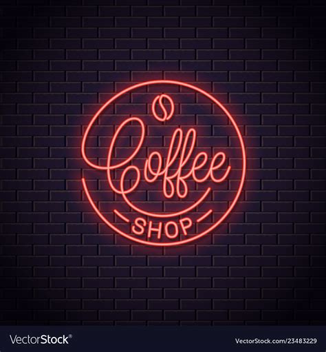 Coffee neon logo coffee shop neon sign Royalty Free Vector