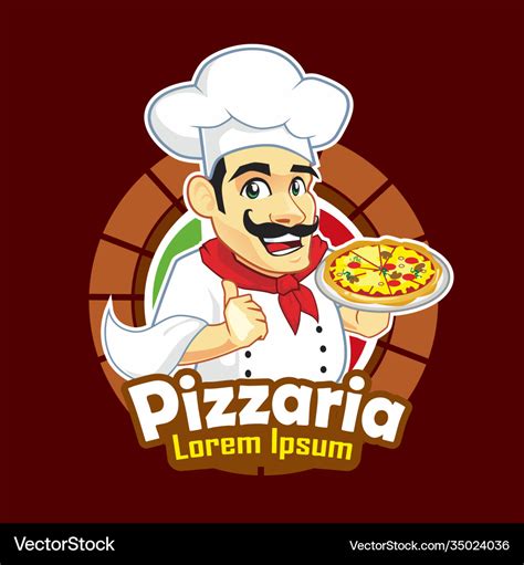 Pizza chef logo cartoon Royalty Free Vector Image