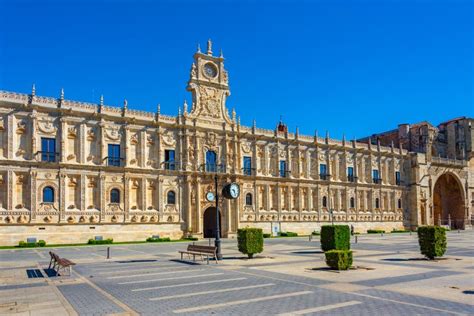 Parador De Leon Building in Spanish Town Leon Stock Image - Image of ...