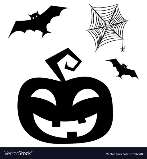 Halloween clipart elements with bats pumpkin Vector Image