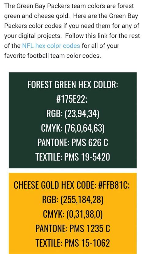 Color scheme for the Green Bay Packers | Green bay packers colors ...