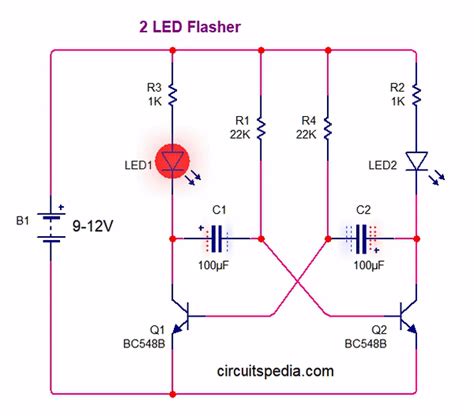 Simple 12v Led Flasher Circuit Diagram