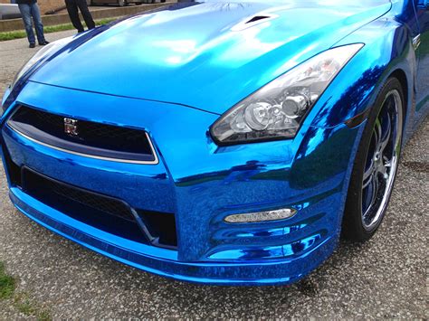 Nissan GT-R Wrapped in Blue Chrome