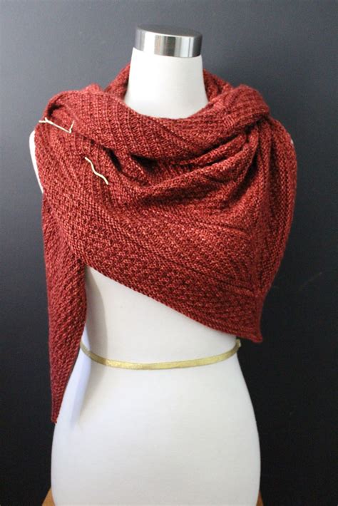 Guernsey Shawl knit pattern on Ravelry. Madelinetosh pashmina yarn in ember. Knit by Carol ...