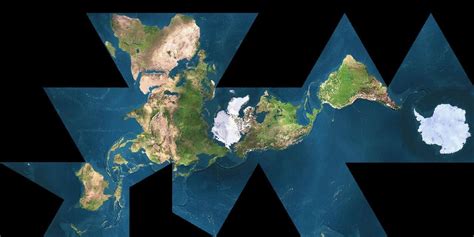 Dymaxion map showing the near contiguity of Earth's continents (R. Buckminster Fuller) [1280x640 ...