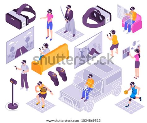 Virtual Reality Vr Immersive Experience Simulators Stock Vector (Royalty Free) 1034869513 ...