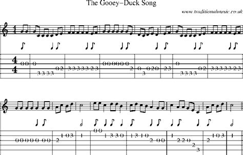 Guitar Tab and sheet music for The Gooey-duck Song