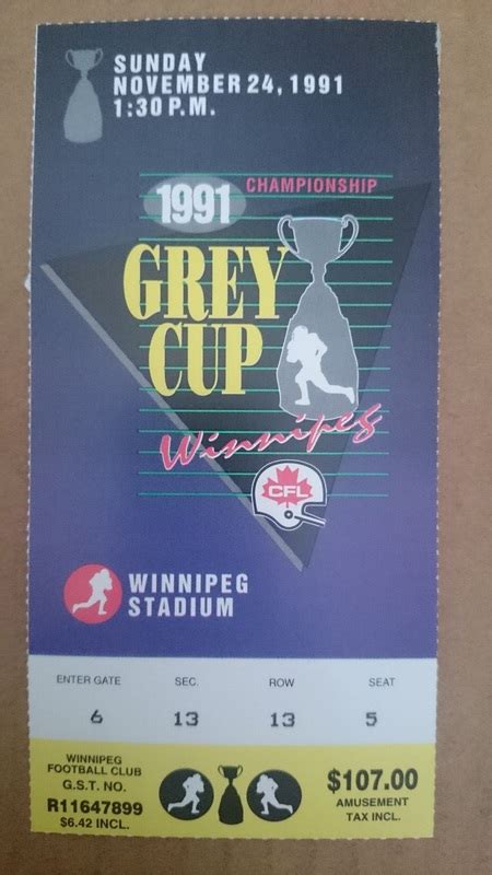 CFL / Grey Cup Ticket Stubs - Adanac Antiques & Collectibles