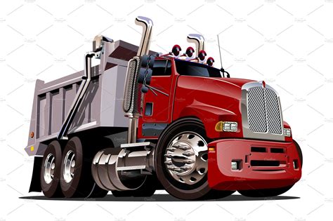 Vector Cartoon Dump Truck | Custom-Designed Illustrations ~ Creative Market