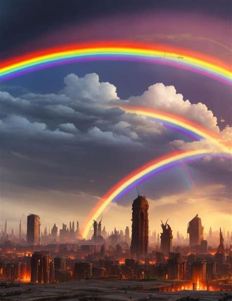 Premium AI Image | A Beautiful and Majestic Rainbow Painting the Sky