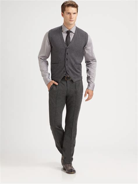 Armani Wool Sweater Vest in Gray for Men | Lyst