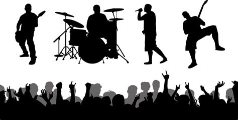 Performance Musical ensemble Silhouette Clip art - Rock band live performances vector ...