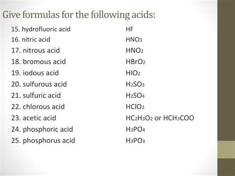 PPT - Naming Acids WS II PowerPoint Presentation - ID:2207097