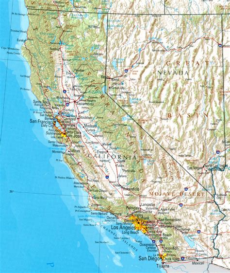 Geography Map of California Area Pictures | California Map Cities, Town Pictures