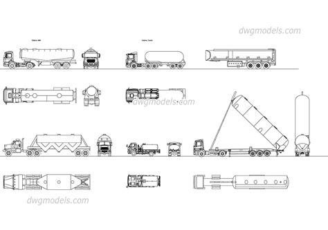 Tanker truck set DWG, free CAD Blocks download