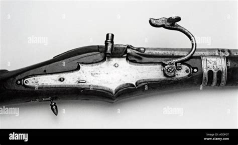 Antique matchlock rifle mechanism Stock Photo - Alamy