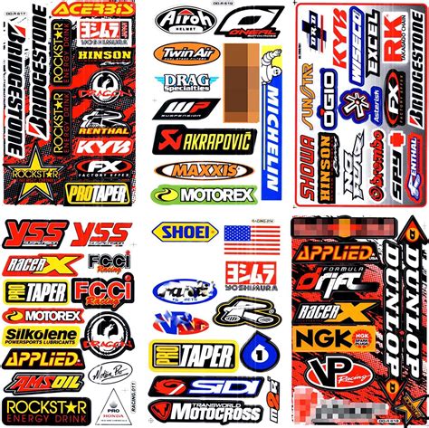 Buy 6 SHEETS NEW MULTI LOGO CAR MOTOCROSS ATV ENDURO BIKE RACE RACING DECAL STICKER GRAPHIC SM21 ...