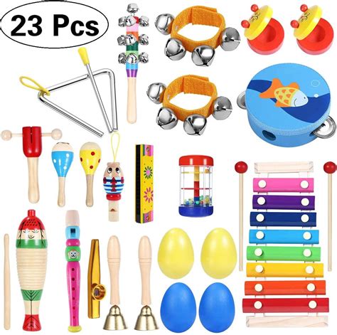 ToyX Kids Musical Instruments 23Pcs 16Types Wooden Percussion ...