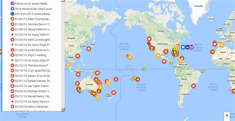 2016 Shark Attack Bites Map • Tracking Sharks