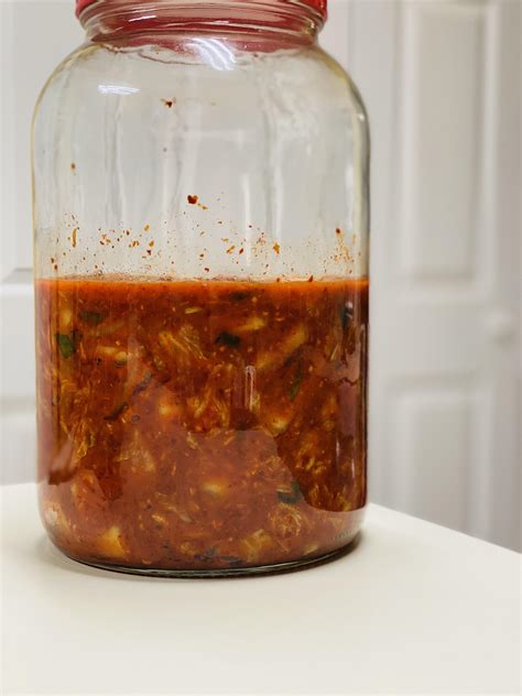 Started my first kimchi, filled up a gallon jar a lot less than I was ...