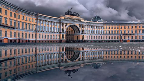 Russia Saint Petersburg Architecture Building Palace Square With Reflection HD Travel Wallpapers ...