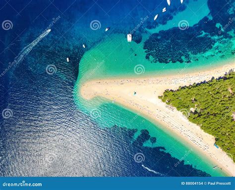 Aerial View of Zlatni Rat Beach Stock Photo - Image of natural, holiday: 88004154