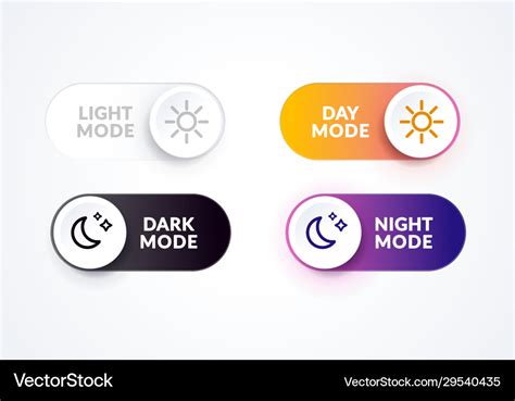 Day night mode switch set light dark buttons Vector Image