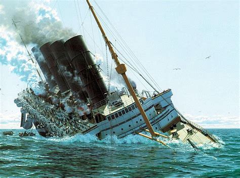 Painting of RMS Lusitania sinking. : Oceanlinerporn