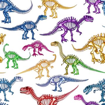 Colorful Dinosaur Skeletons Seamless Pattern, Children, Triceratops, Colorful PNG Transparent ...